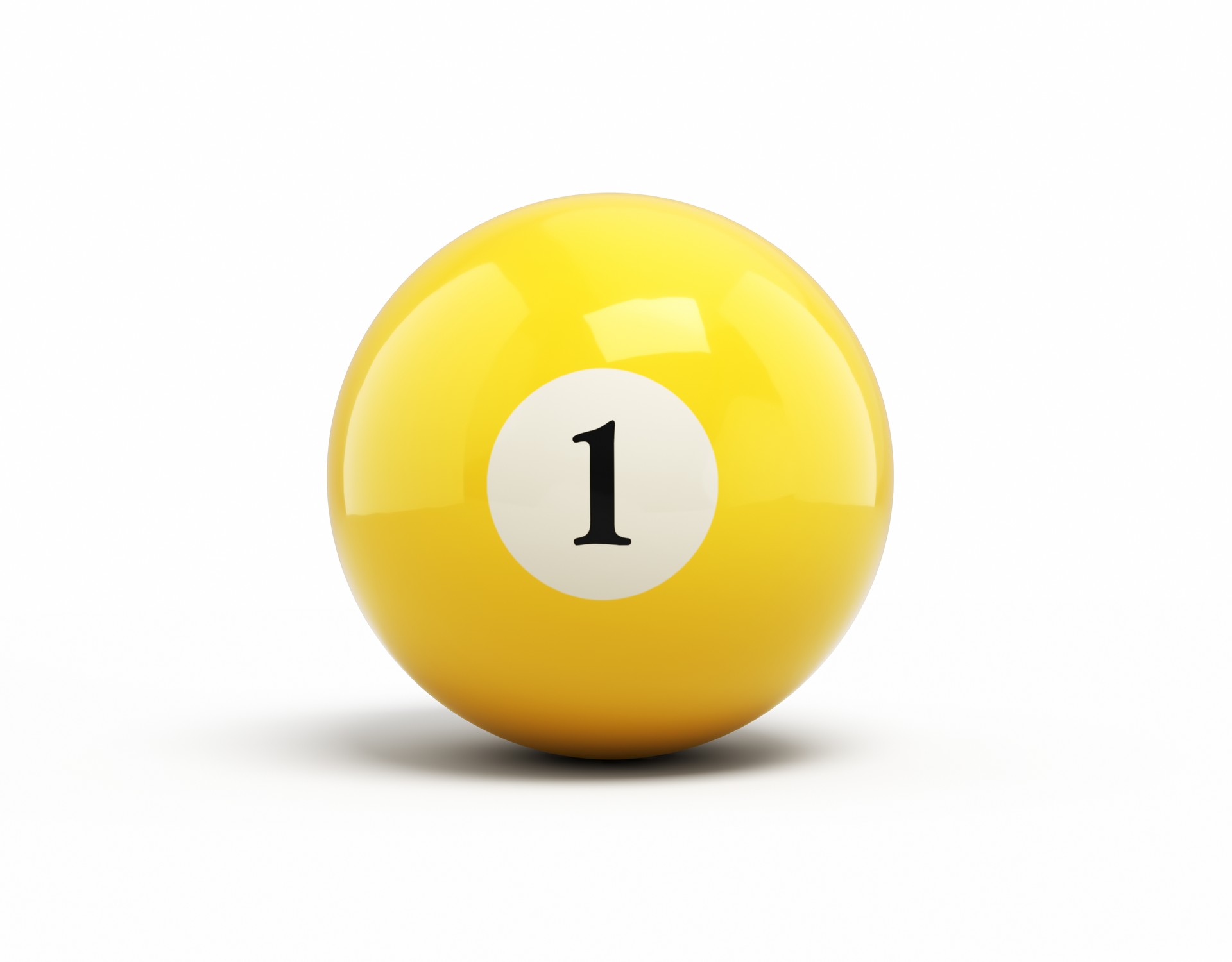 Number 1 Yellow Billiard Ball, Object  + Shadow Clipping Path